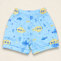 Shorts para Bebê em Malha Estampada Submarino Era Uma Vez