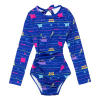 Maiô de Praia Infantil com Estampa de Gatinho Proteção UV50+
