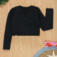 Cropped Infantil para Praia e Piscina com Proteção UV Preto