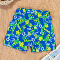 Shorts Surf Praia Menino Futebol Bola Azul e Verde