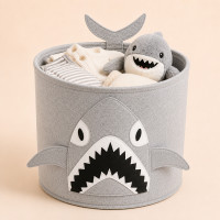 Cesto Organizador Infantil Dobrável 33x35cm Estampa de Bichinho Tubarão
