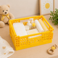 Cesto Organizador Multiuso Dobrável Para Fraldas; Roupinhas e Brinquedos Amarelo