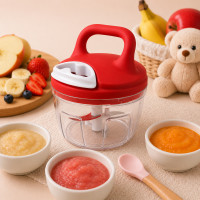 Mini Processador Manual 650ml Papinha do Bebê e Temperos Vermelho