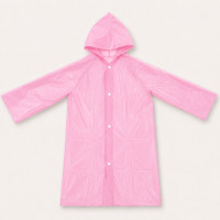 Capa de Chuva Rosa Infantil Impermeável com Capuz e Botões 50x80cm de 3 a 8 Anos 