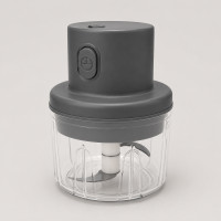 Mini Processador Cinza Elétrico Sem Fio 250ml USB com 3 Lâminas de Aço Inox