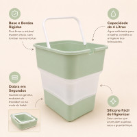 Balde Dobrável Retrátil Multiuso Em Silicone 4 Litros Com Alça Bege