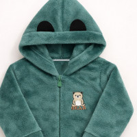 Jaqueta de Inverno Fleece Macio com Capuz Menino Infantil Até 3 anos Verde
