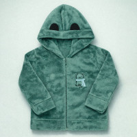 Jaqueta de Inverno Fleece Macio com Capuz Menino Infantil Até 3 anos Verde