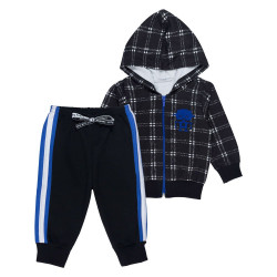 CONJUNTO LONGO EM MOLETOM JAQUETA CAPUZ E CALÇA APLIQUE ROBÔ STAR AZUL