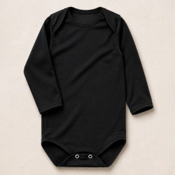 Body Infantil Manga Longa Térmico Gola Americana Retém Calor Preto 12 a 24 Meses
