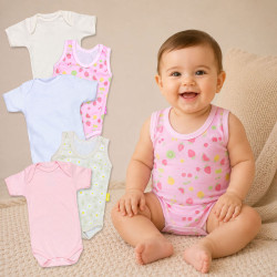 Kit 3 Bodies de Verão Para Bebê Manga Curta e Regata Fresquinho Menina 