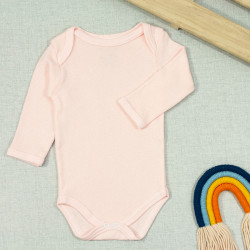 BODY PARA BEBÊ MANGA LONGA EM SUEDINE BÁSICO ROSA CLARO