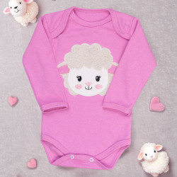 Body de Bebê Rosa Manga Longa Ovelha Fofa para sua Princesa