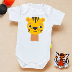 Body Para Bebê Manga Curta Tigre Creme – Conforto e Estilo