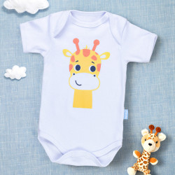 Body Manga Curta Estampa Girafinha - Ideal para Bebê Menino