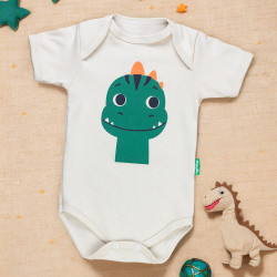 Body Para Bebê Dino Bege Conforto para Meninos 0 a 12 meses