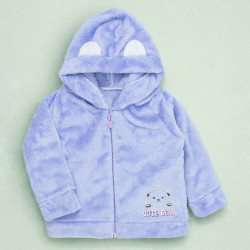 Blusa Capuz Orelinha Em Fleece Bebê Menina Inverno Lilás 