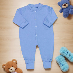 Macacão para Bebê Longo Algodão 4 Botões Básico Color Azul Claro