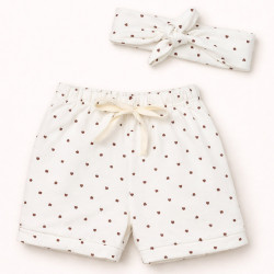 Shorts com Faixinha Minimalista Creme Para Bebês Até 12 Meses