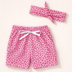 Shorts com Faixinha Minimalista Onça Rosa Para Bebês Até 12 Meses