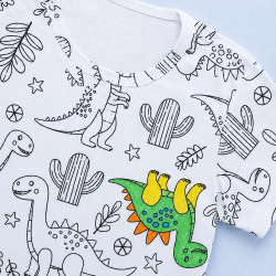 Pijama Infantil Curto Para Colorir Com Canetinhas de 2 até 14 anos Estampas Sortidas Menino