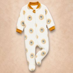 Macacão Fleece Infantil Zíper Solinha Antiderrapante Estampado Leão 12 a 24 Meses