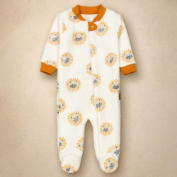 Macacão Fleece Bebê Zíper Solinha Antiderrapante Estampado Leão 0 a 12 Meses