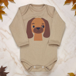 Body para Bebê Manga Longa Estampado em Suedine Básico Cãozinho 