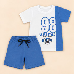 Conjunto Infantil Menino Camiseta e Bermuda de 2 até 08 anos Branco