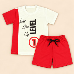 Conjunto Infantil Menino Camiseta e Bermuda de 2 até 08 anos Vermelho 