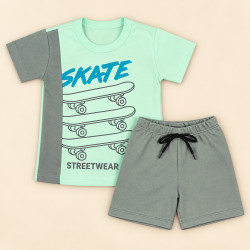 Conjunto Infantil Menino Camiseta e Bermuda de 2 até 08 anos Verde