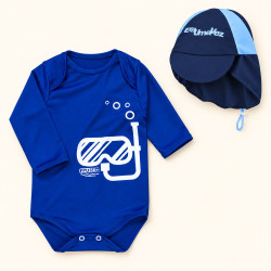 Conjunto Bebê Com Proteção Solar Body Uv50+ E Boné Azul Marinho de 3 Meses a 1 Ano