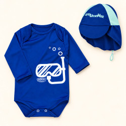Conjunto Bebê Com Proteção Solar Body Uv50+ E Boné Royalblue de 3 Meses a 1 Ano