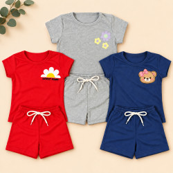 Conjunto 6 Peças de 2 até 10 Anos para Menina Blusa Bordada e Shorts