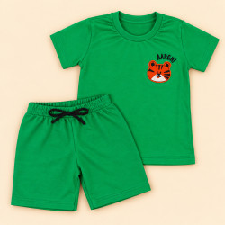 Conjunto Infantil Menino Verão Bordado Monocromático Verde de 2 até 10 anos