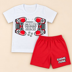 Conjunto Menino até 10 anos Camiseta Algodão e Bermuda Look Coordenado Branco