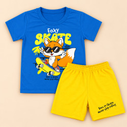 Conjunto Menino até 10 anos Camiseta Algodão e Bermuda Look Coordenado Royal 