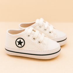 TÊNIS COM CADARÇO PARA BEBÊ STAR BRANCO