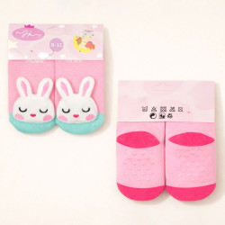 Pantufa Antiderrapante com Bordado Lúdico 3D para Bebês Meninas Até 24 meses