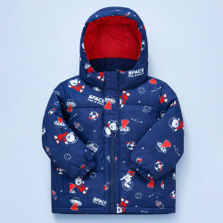 Jaqueta de Inverno Puffer Forrada Com Capuz Space Marinho Para Bebês Até 3 anos