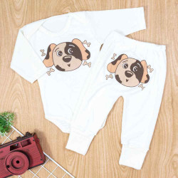 CONJUNTO PARA BEBÊ LONGO COM ESTAMPA SORTIDA CREME