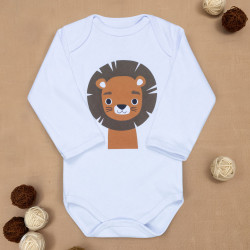 Body para Bebê Manga Longa Estampado em Suedine Básico Leão