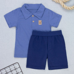 Conjunto Polo Infantil Elegância e Diversão para Meninos Azul Escuro