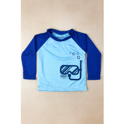 Camiseta Infantil Proteção Uv50+ Azul Claro e Royal de 01 até 03 anos
