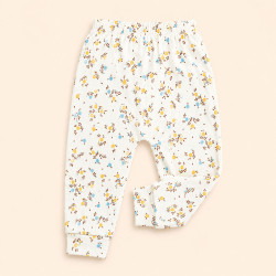 Calça Infantil Tecido Macelin Estampado Florzinhas De 12 A 24 Meses