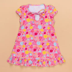 Vestido Infantil de Malha Estampadinho Floral - Conforto e Frescor para o Dia a Dia