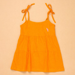 Vestido Infantil de Malha Alcinha Laranja - Conforto e Frescor para o Dia a Dia