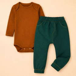 Conjunto 2 Peças Look Para Passeio Com Bebê Conforto Até 12 Meses Marrom 