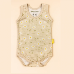Body Regata Para Bebê Malha Macelin Fresquinha Flores