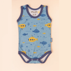 Body Regata Para Bebê Malha Macelin Fresquinha Submarino